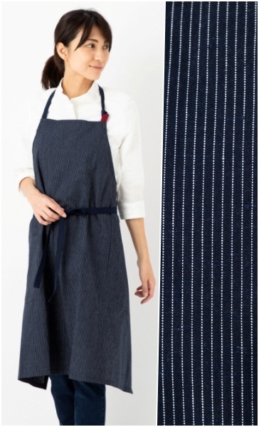 ドビー織 カフェスタイル エプロン キッチン レディース メンズ シンプル ナチュラル 前掛け ロング丈 古民家 レストラン ワークエプロン 男女兼用 作業着 ユニフォーム 絣柄 母の日 エプロン長さ 調節自由 日本製 久留米産