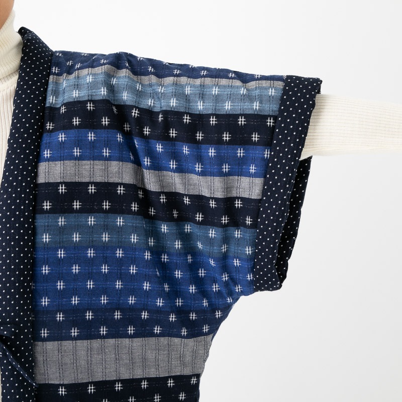 綿入れはんてん ランダム切替奴型 女性用 ＜日本製 久留米産＞ 袢纏 半天 半纏 どてら ちゃんちゃんこ 丹前 おしゃれ あたたかい 部屋着 手づくり 綿100% レディース 敬老の日 プレゼント