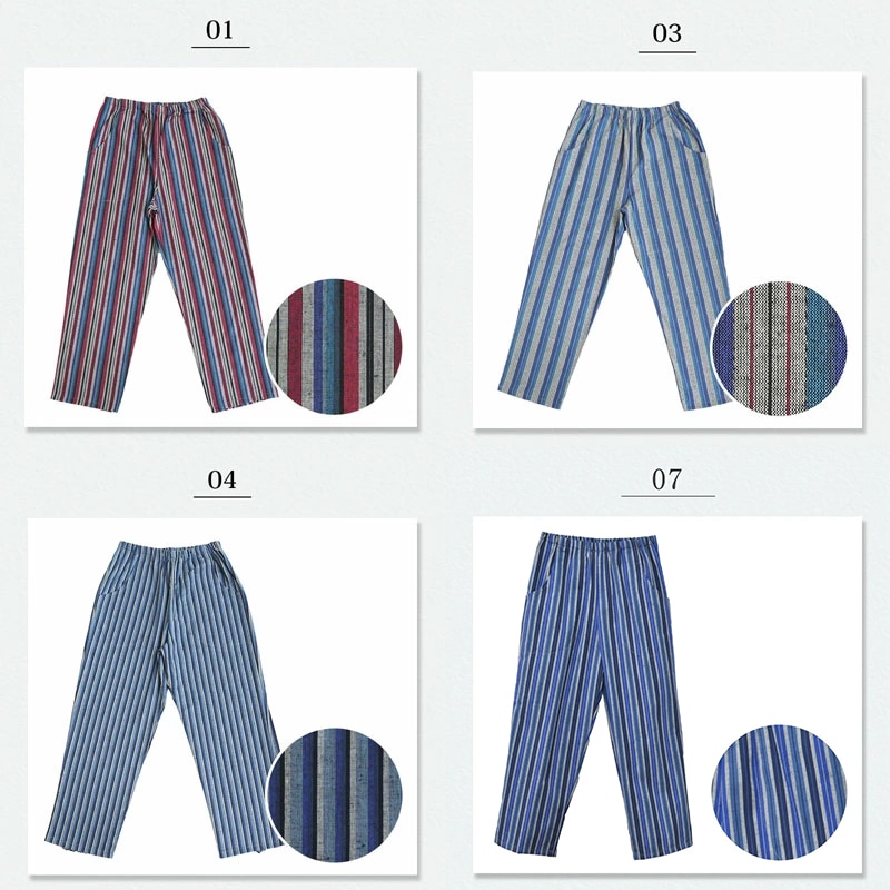 日本製 久留米織かつお縞 イージーパンツ レディース スラックス