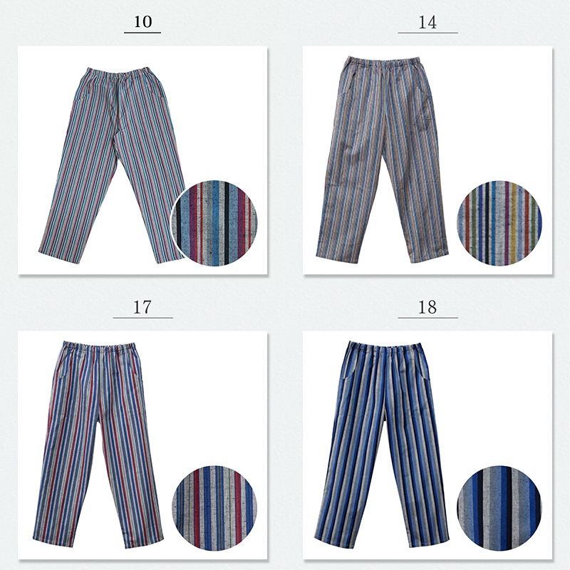 日本製 久留米織かつお縞 イージーパンツ レディース スラックス ホームウエア アウトドア リラックス もんぺ モンペ