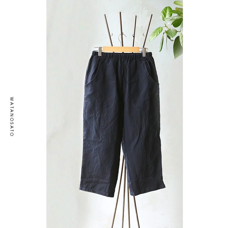 女性用7部丈パンツ(膝丈パンツ) ちぢみ織<日本製久留米産>