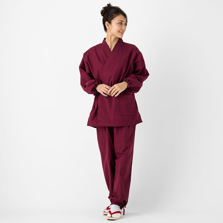 日本製 女性用作務衣 久留米紬織 部屋着 婦人用 和装 作業着 制服 レディース 母の日