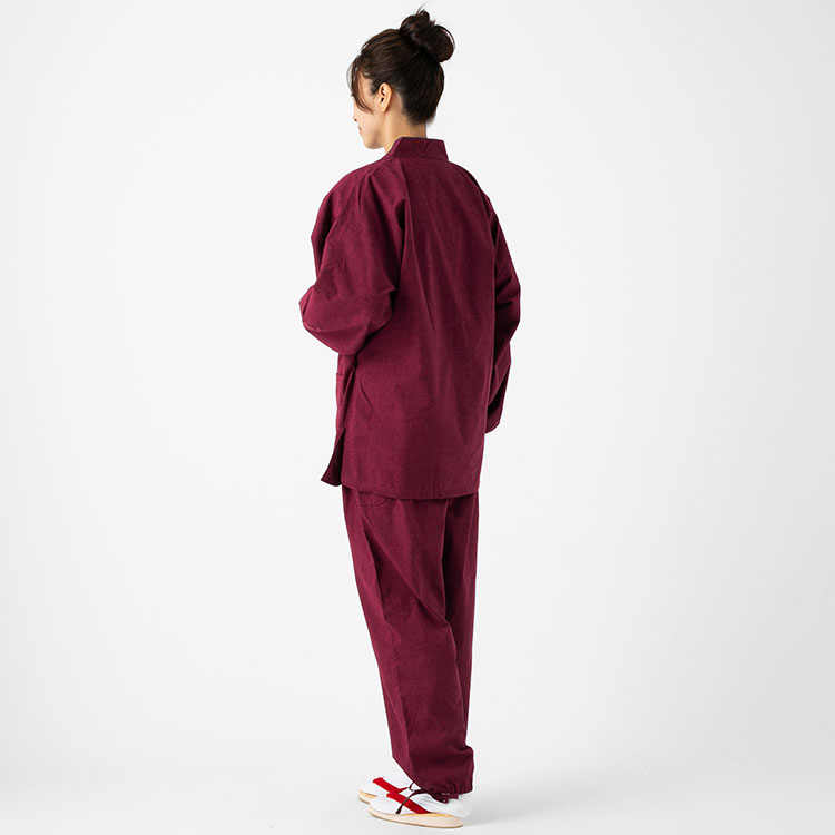 日本製 女性用作務衣 久留米紬織 部屋着 婦人用 和装 作業着 制服