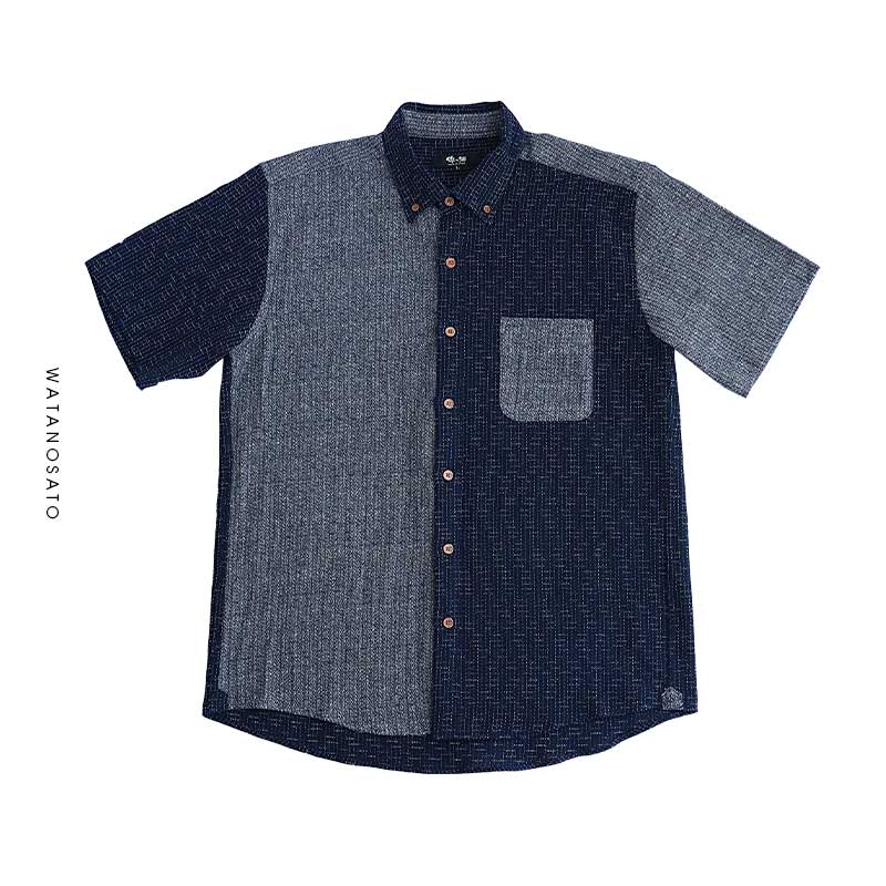 日本製 久留米織半袖ボタンダウンシャツ ちぢみ織×梨地織【ギフトケース入り】