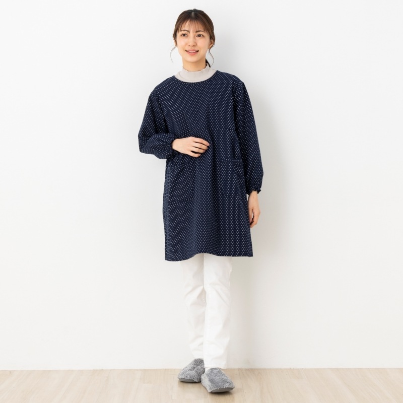 女性用裏開き割烹着 ドビー織＜日本製久留米産エプロン＞ プレゼント 贈り物 母の日 お義母さん