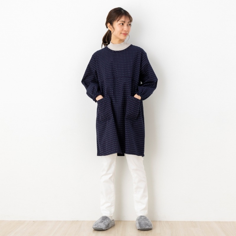 女性用裏開き割烹着 ドビー織＜日本製久留米産エプロン＞ プレゼント 贈り物 母の日 お義母さん