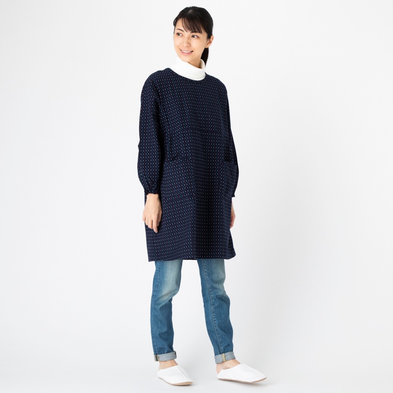 女性用裏開き割烹着 ドビー織＜日本製久留米産エプロン＞ プレゼント 贈り物 母の日 お義母さん