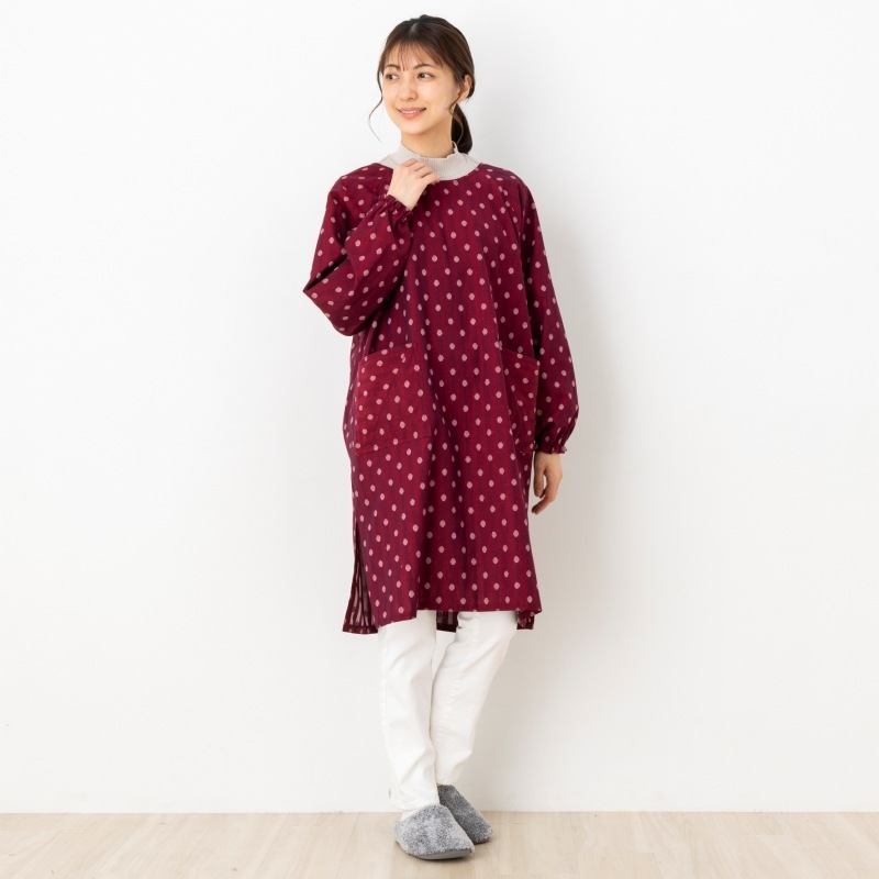 女性用裏開きダブルステッチ割烹着 久留米織＜日本製＞カッポー かっぽう着 母の日 おしゃれ プレゼント ファッション 着母
