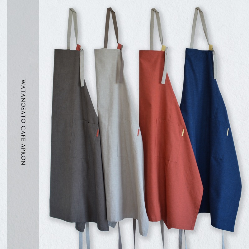 日本製 カフェスタイル エプロン 久留米織 レディース メンズ 男女兼用 先染めタンブラー加工 カフェエプロン キッチン カジュアル 作業用 おしゃれ 綿100% かわいい プレゼント 贈り物 ギフト