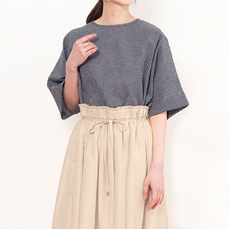 日本製 久留米ちぢみ織 ワイドチュニック レディース 綿100% 涼しい おしゃれ ナチュラル チュニック 大人 かわいい 可愛い 半袖 チェック 実用的 母の日 プレゼント 贈り物