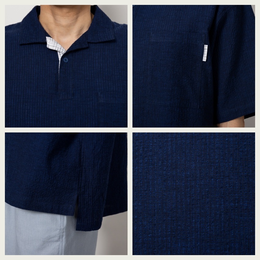 日本製 父の日ギフト プレゼント メンズ 本場 久留米織 ちぢみ織 ポロシャツ ポロ polo 半袖 ホームウェア ルームウェア おしゃれ 夏用 涼しい快適素材 実用的 綿100% 御祝い お礼 敬老の日 サイズ M L LL  XL