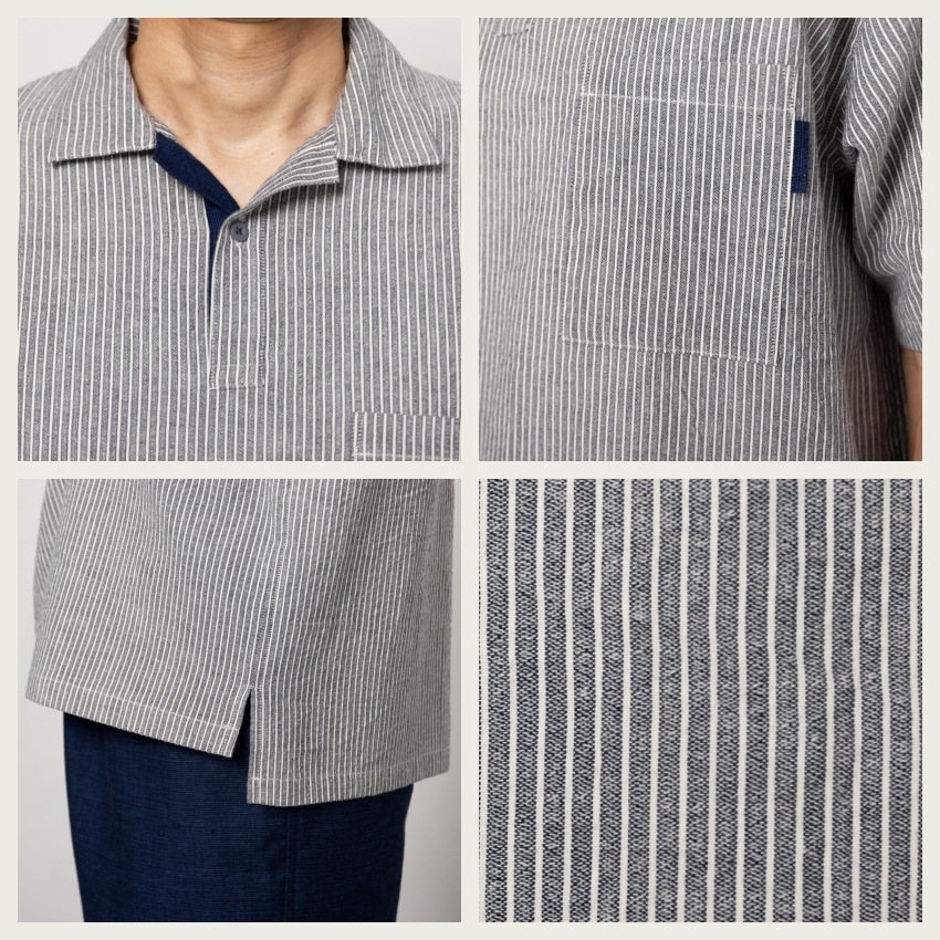 日本製 父の日ギフト プレゼント メンズ 本場 久留米織 ちぢみ織 ポロシャツ ポロ polo 半袖 ホームウェア ルームウェア おしゃれ 夏用 涼しい快適素材 実用的 綿100% 御祝い お礼 敬老の日 サイズ M L LL  XL