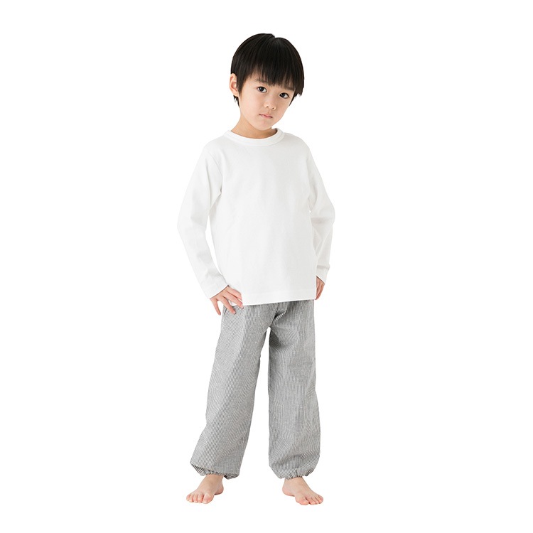 子供用もんぺ ストライプ ヒッコリー調  紬織 子供用もんぺ 男の子 女の子＜100～140サイズ＞ 日本製 久留米産 キッズ パンツ ズボン 部屋着 保育園 幼稚園 行事 虫取り 芋掘り