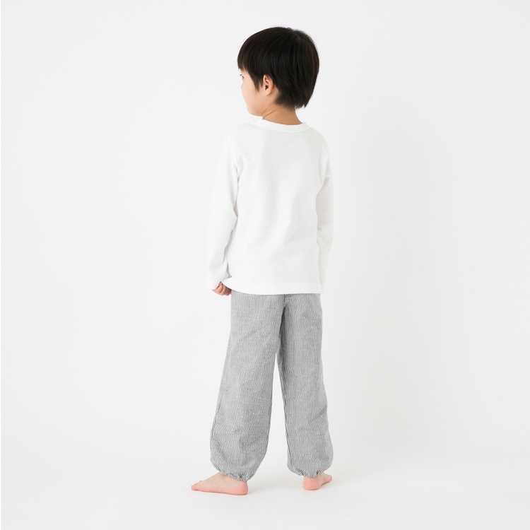 子供用もんぺ ストライプ ヒッコリー調  紬織 子供用もんぺ 男の子 女の子＜100～140サイズ＞ 日本製 久留米産 キッズ パンツ ズボン 部屋着 保育園 幼稚園 行事 虫取り 芋掘り