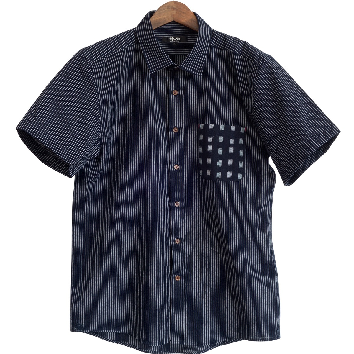 日本製久留米ちぢみ織半袖ドビー織ポケットシャツ【ギフトボックス入り】