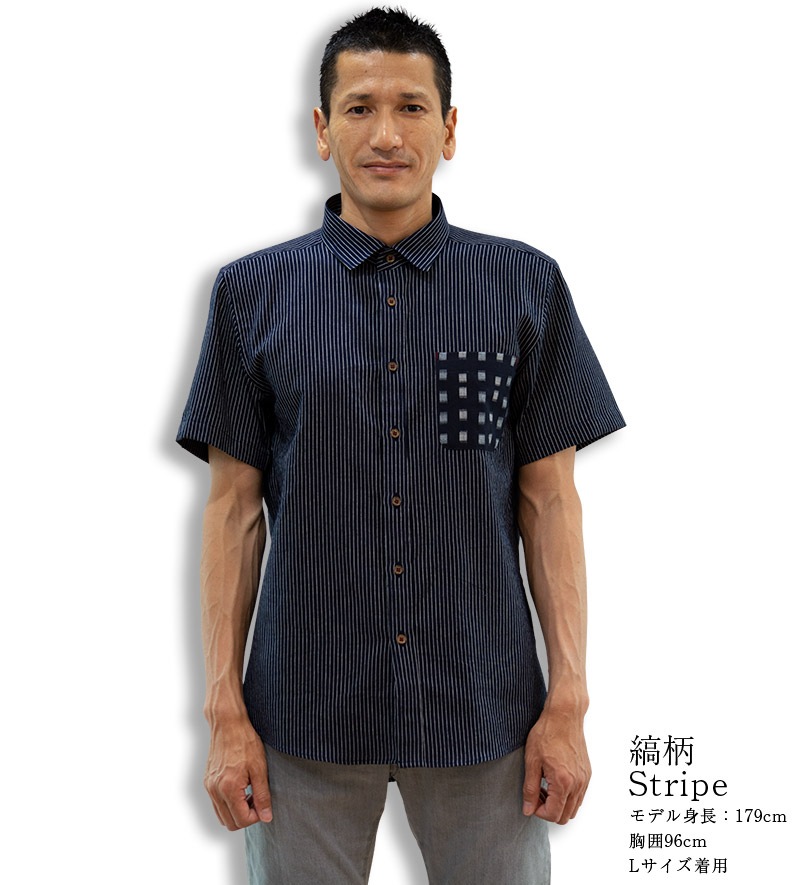 日本製久留米ちぢみ織半袖ドビー織ポケットシャツ【ギフトボックス入り】