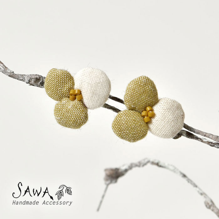 10%OFFクーポン＆ポイント5倍！【SAWA サワ】布花モチーフ ピアス (te-p-31)ハンドメイド 手作り 作家 アクセサリー レディース ナチュラル ピアス イヤリング 綿 麻 コットン リ