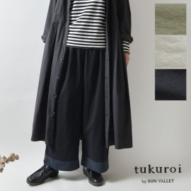 ポイント5倍！【SALE 40%OFF】【tukuroi ツクロイ】(サンバレー sun valley)60コットン ダブル 使い 裾 切替 イージー パンツ(tk231237)レディース 春 夏 ワ