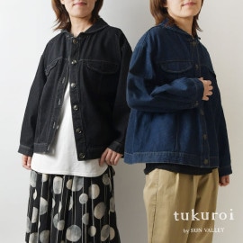 10%OFFクーポン＆ポイント5倍！【tukuroi ツクロイ】(サンバレー sun valley)コットン リネン デニム コットン デニム セーラー 衿 ジャケット(tk616232)秋 冬 ナチ
