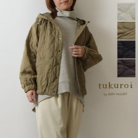 ポイント5倍！【SALE 40%OFF】【tukuroi ツクロイ】 (サンバレー sun valley) コットン ローン 中綿 刺繍 キルティング フード ジャケット (tk802238)レディー