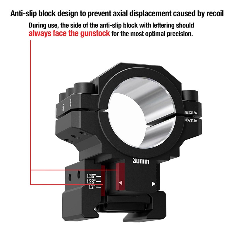 DISCOVERY アジャスタブル スコープマウントリング(20mmレール/1inch