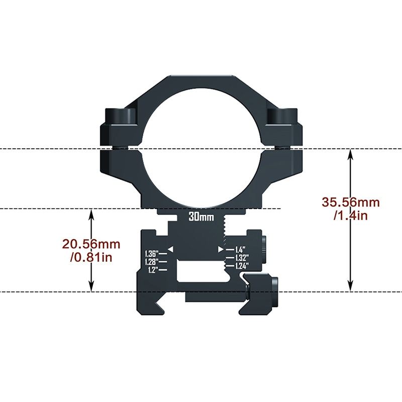 DISCOVERY アジャスタブル スコープマウントリング(20mmレール/1inch