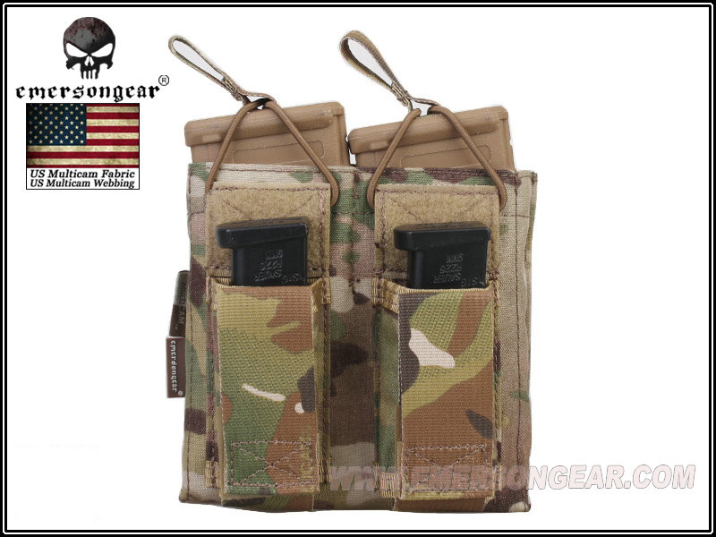 EMERSON 5.56mm&9mm ダブルオープントップマガジンポーチ マルチカム