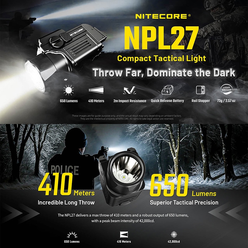 NITECORE(ナイトコア) NPL27 コンパクト ウェポンライト Black 最大650