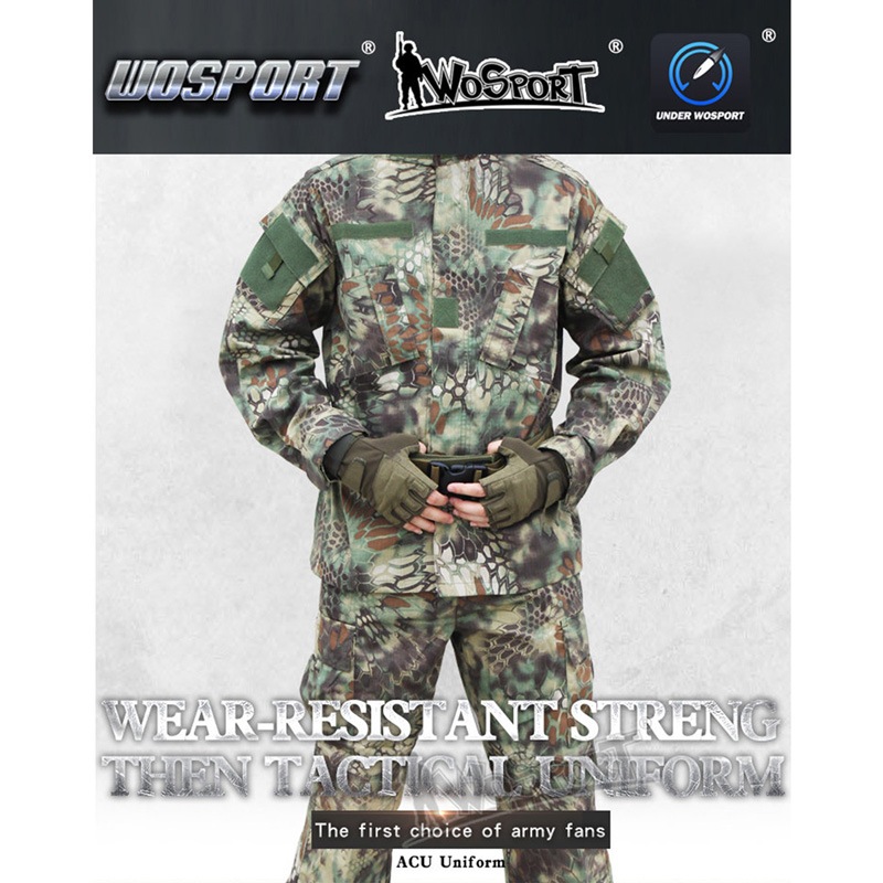 WoSporT BDU 迷彩服上下セット (ブーニーハット付属) Sサイズ/AT-FG
