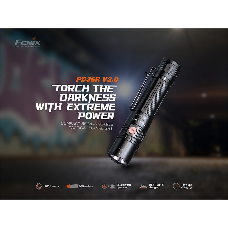 FENIX(ե˥å) PD36R V2.0 ƥեå饤 1700롼/396mȼ Type-C  եå饤 LED饤  ݡ֥饤