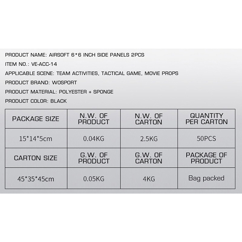 WoSporT SAPI カット 軽量 サイド ダミープレート(2pcs) | サバゲー