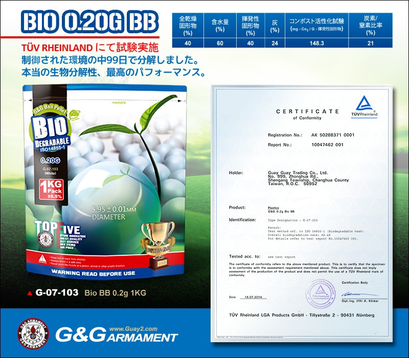 G&G 精密バイオBB弾 白 0.25g 1Kg 4000発入(生分解性) | 消耗品,BB弾