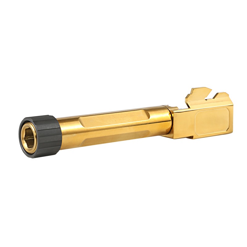 [新品]Goldバレル　14mm逆 Glock19 Gen3用 GM041 ACE1 ARMS Glock19 Flat fluted タクティカルアウターバレル Tin-Gold