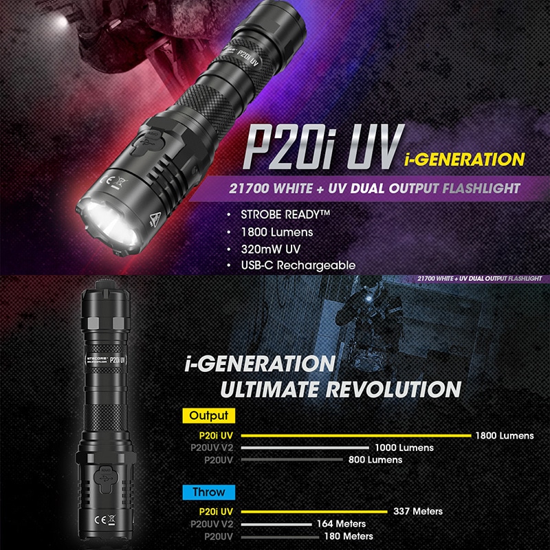 Pセール】NITECORE(ナイトコア) P20i UV ホワイト＋UV デュアル出力