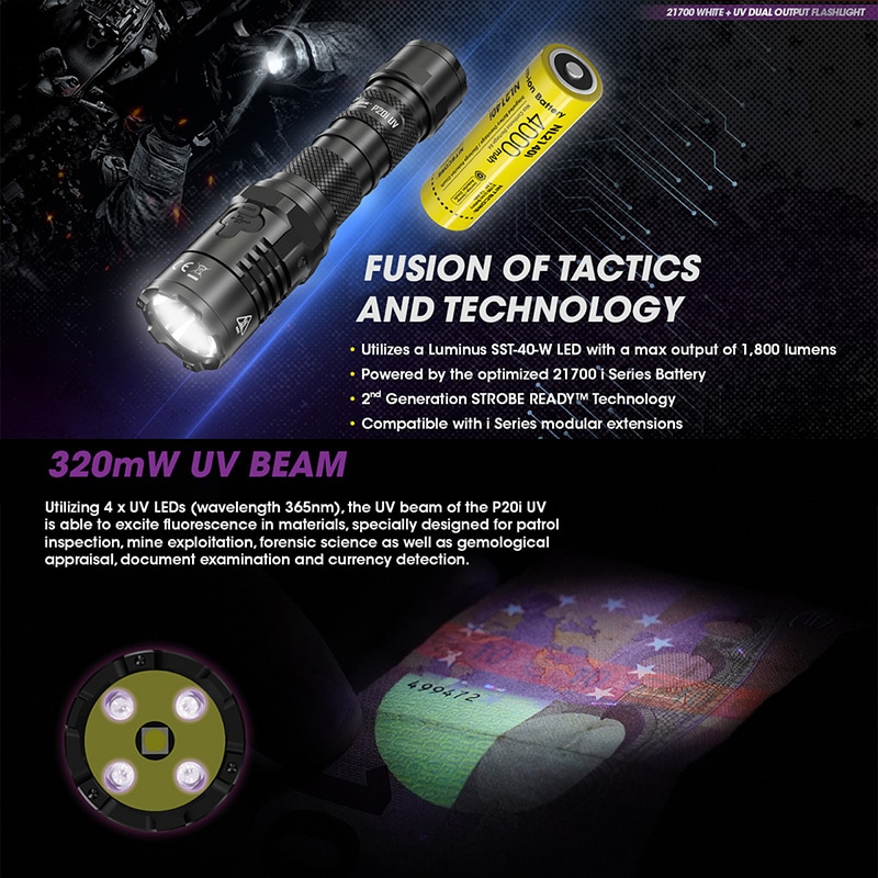 NITECORE(ナイトコア) P20i UV ホワイト＋UV デュアル出力 フラッシュ