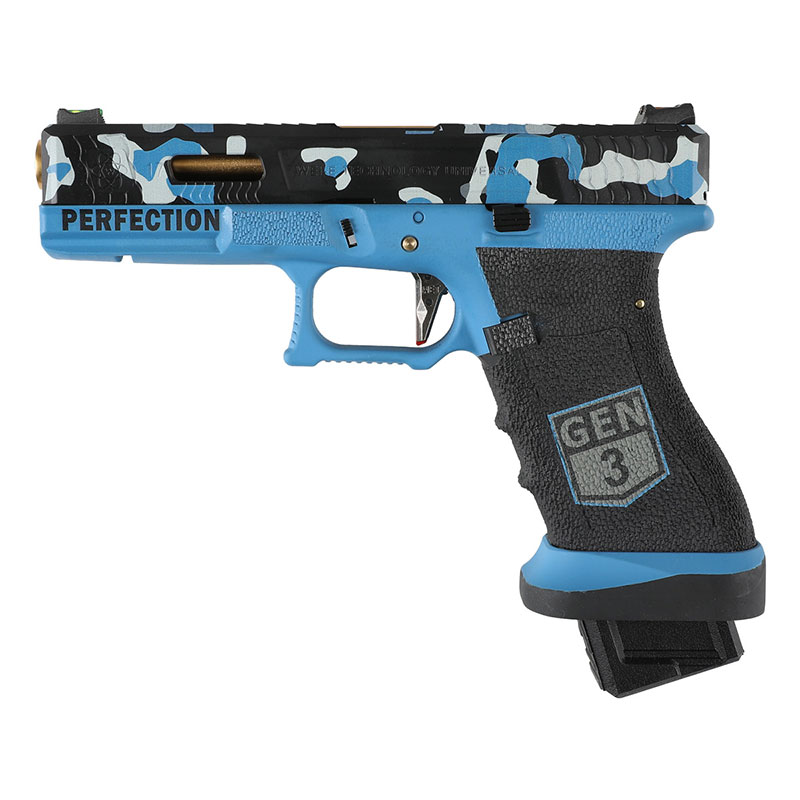 WE G17V ガスブローバックピストル Blue Camoカスタム (Secret：セミ