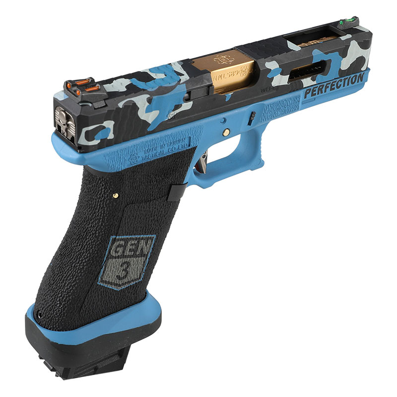 WE G17V ガスブローバックピストル Blue Camoカスタム (Secret：セミ