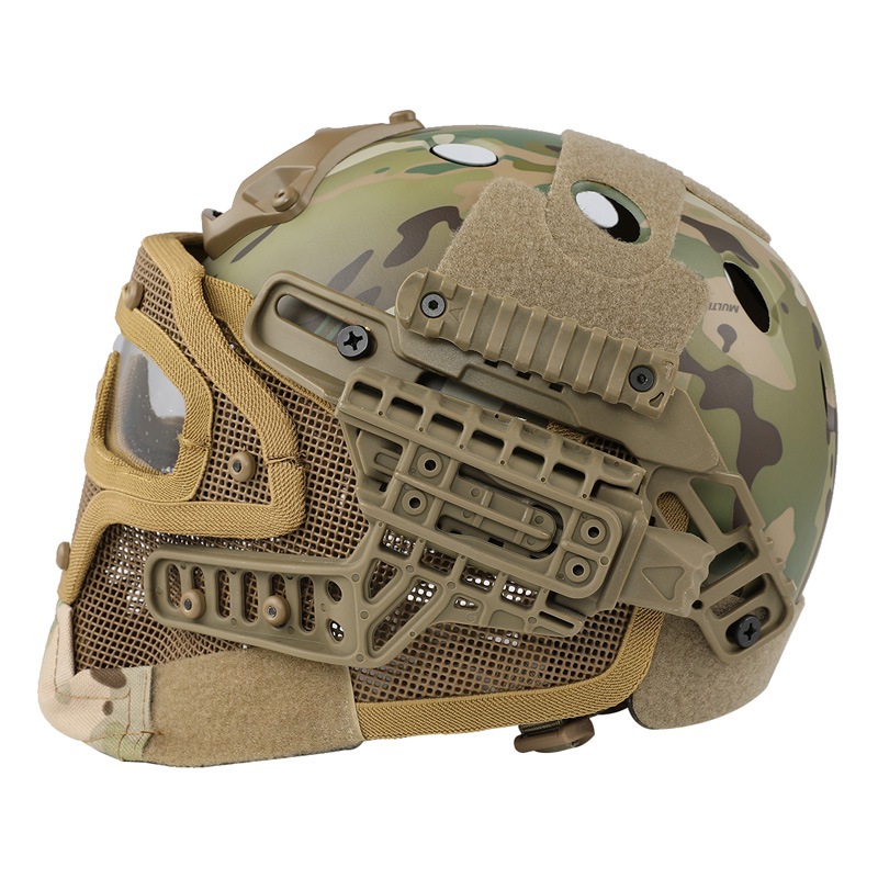 WoSporT タクティカルヘルメット メッシュマスク付 BK | ヘッドウェア