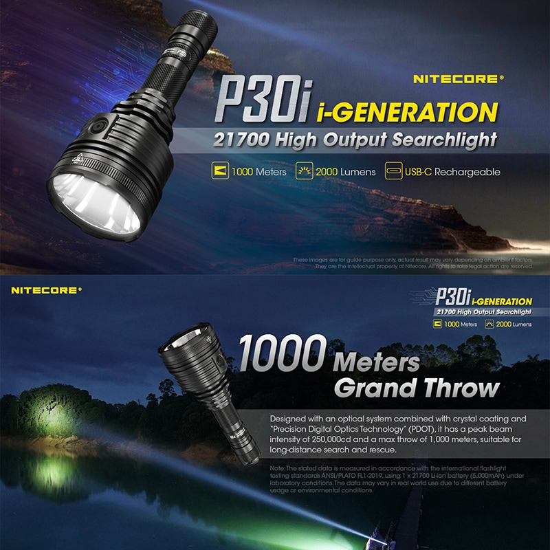 NITECORE(ナイトコア) P30i 高出力 サーチライト 最大2000ルーメン