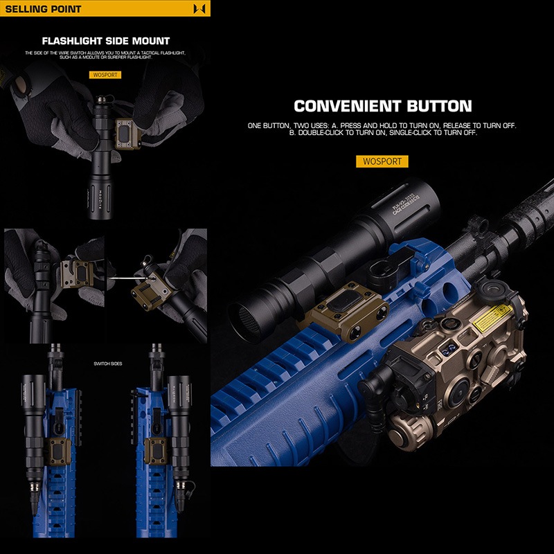 WoSporT MODタイプ スカウトライト マウントスイッチ 各種ライト PEQ