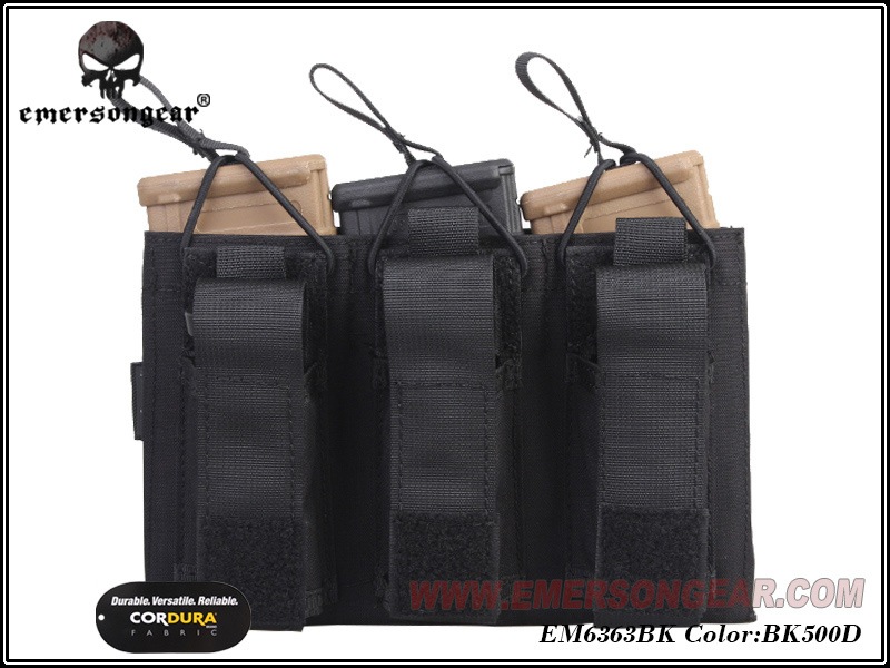 EMERSON 5.56&ピストル用 トリプルマガジンポーチ BK【メール便可能