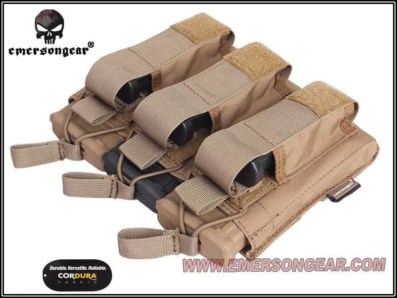 EMERSON 5.56&ピストル用 トリプルマガジンポーチ BK【メール便可能