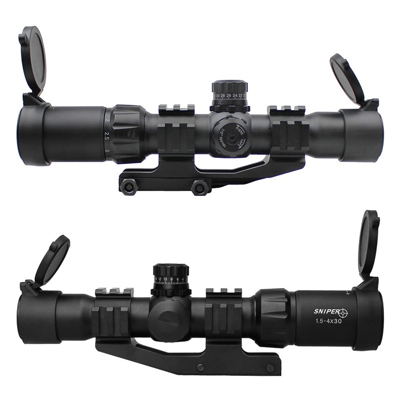 スコープ　30mm×1.5倍〜4倍　レティクル3色発光　マウント付属 楽天市場】3 color Illuminated 1.5-4×30 イルミネートショート