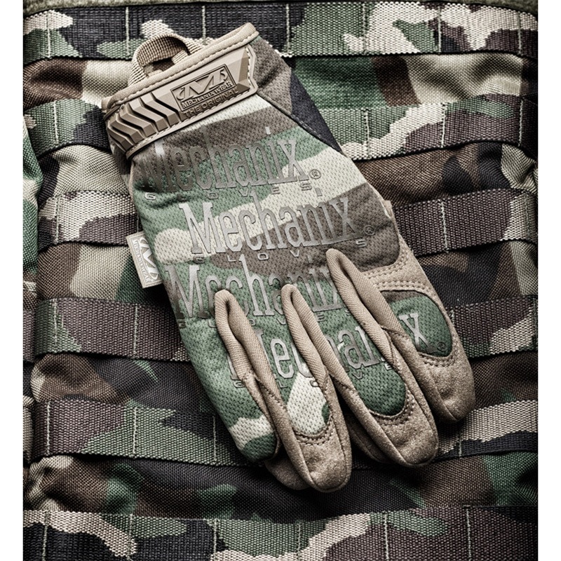 Mechanix Wear The Original Woodland - Guanti Mimetici Taglia X-Large, Palmo In Pelle Sintetica 0,8 Mm, TrekDry Traspirante, Lavabili