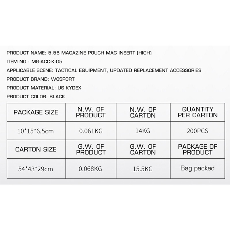WoSporT esstacタイプ カイデックスインサート Highサイズ 5.56