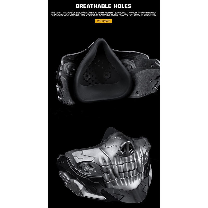 WoSporT レベルスカル(Rebel Skull) ハーフフェイスマスク Black (MA