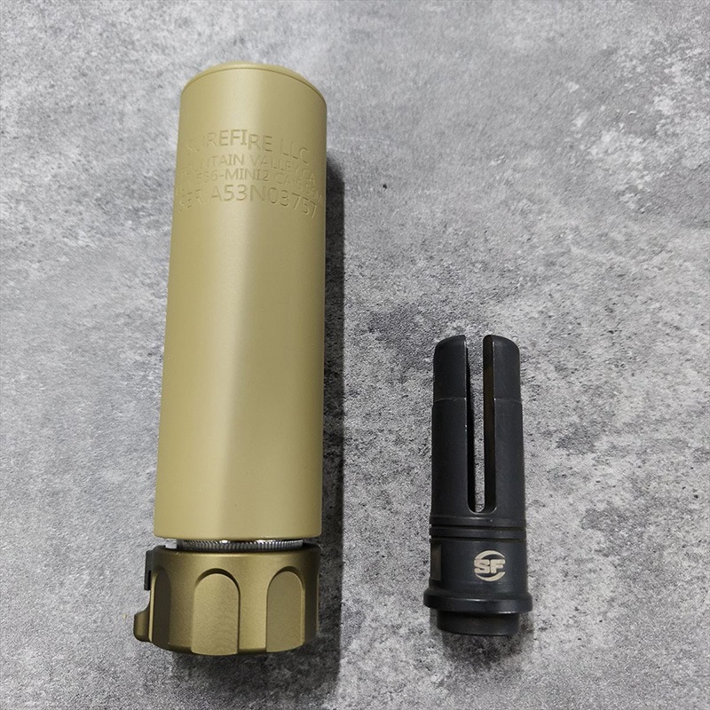 訳あり品】5KU SF SOCOM556-MINI2タイプ サプレッサー DE (14mm逆ネジ