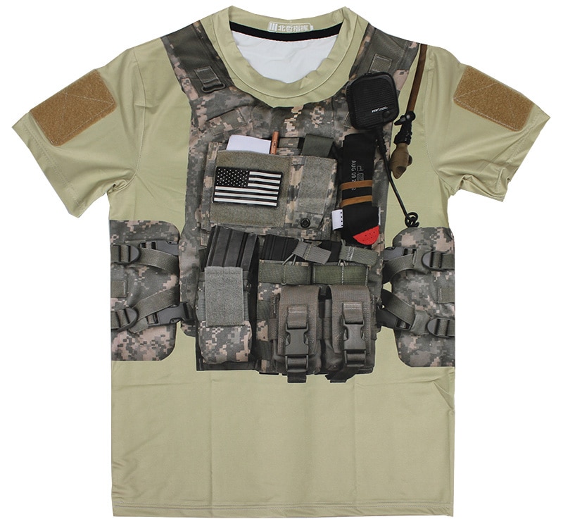 プレートキャリア プリントTシャツ ACU/KHAKI XS | サバゲー装備品