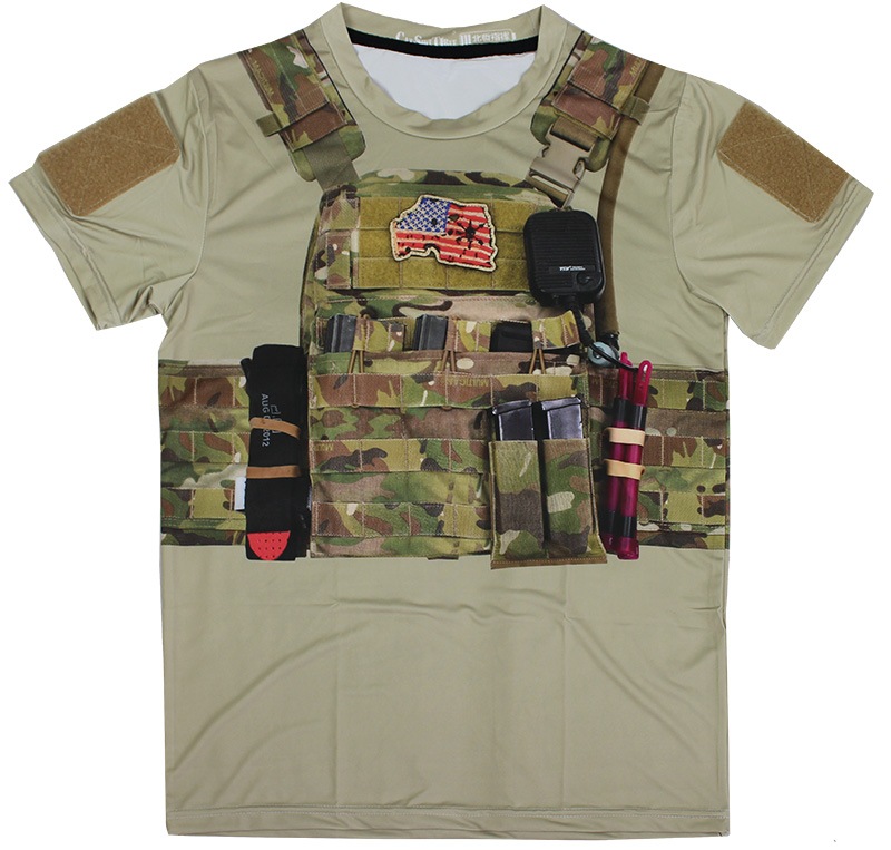 プレートキャリア プリントTシャツ MC/KHAKI スカルパッチ L