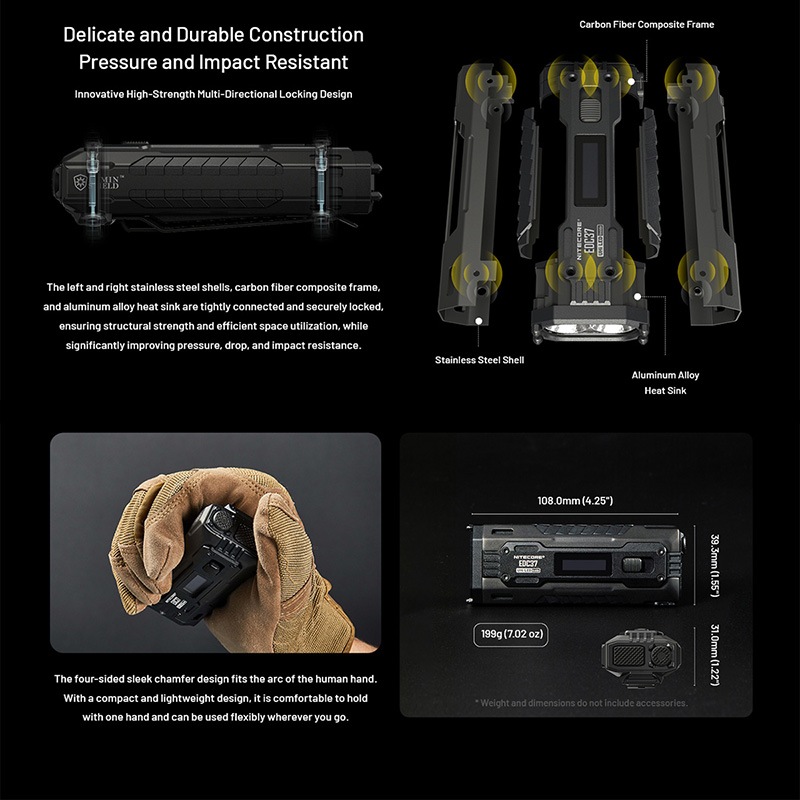 NITECORE(ナイトコア) EDC37 タクティカル フラッシュライト 最大8000